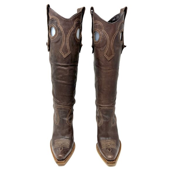 Christian Dior 2006 John Galliano Collection Western Brown Leather Boots - Picture 3 of 8